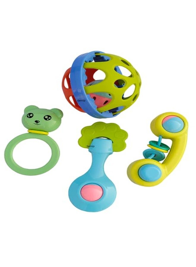 Samip Premium 4 pcs Rattle Ball Toys Combo for Babies Non-Toxic Plastic Colourful Lovely Attractive Baby Rattle for Infant Products (Multicolour) - Image 2